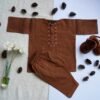 Hand Embroidered Brown Kurta Shalwar With Shoes - view 7