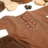 Hand Embroidered Brown Kurta Shalwar With Shoes - view 3