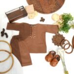 Hand Embroidered Brown Kurta Shalwar With Shoes