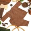 Hand Embroidered Brown Kurta Shalwar With Shoes - view 4