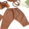 Hand Embroidered Brown Kurta Shalwar With Shoes - view 6