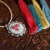 Hand Embroidered Floral Pendant - view 5