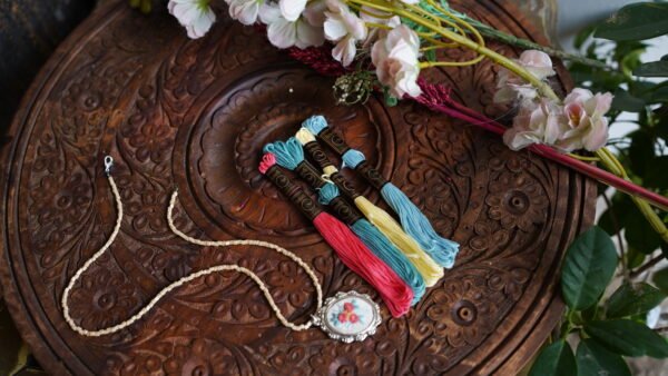 Hand Embroidered Floral Pendant - view 2