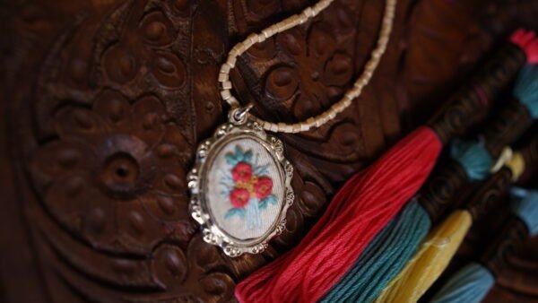 Hand Embroidered Floral Pendant - view 3