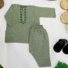 Hand Embroidered Olive Green Kurta Shalwar - view 4