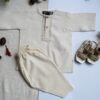 Hand Embroidered Off White Kurta Shalwar With Khari - view 2