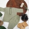 Hand Embroidered Olive Green Kurta Shalwar - view 3