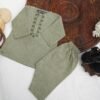 Hand Embroidered Olive Green Kurta Shalwar - view 2
