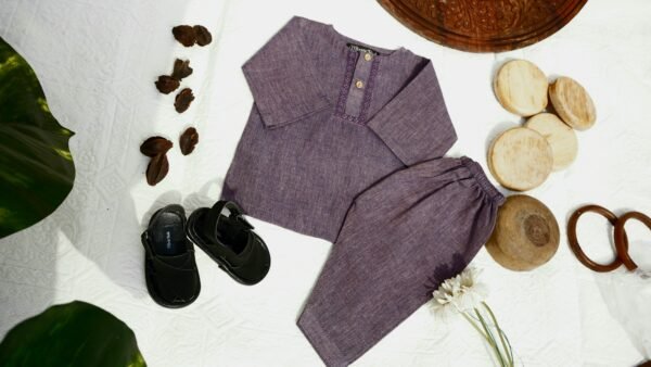 Plum Tarkashi Kurta Shalwar With Peshawari Chappal - view 6