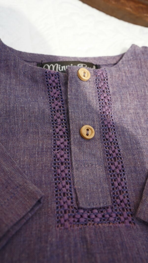 Plum Tarkashi Kurta Shalwar With Peshawari Chappal - view 4