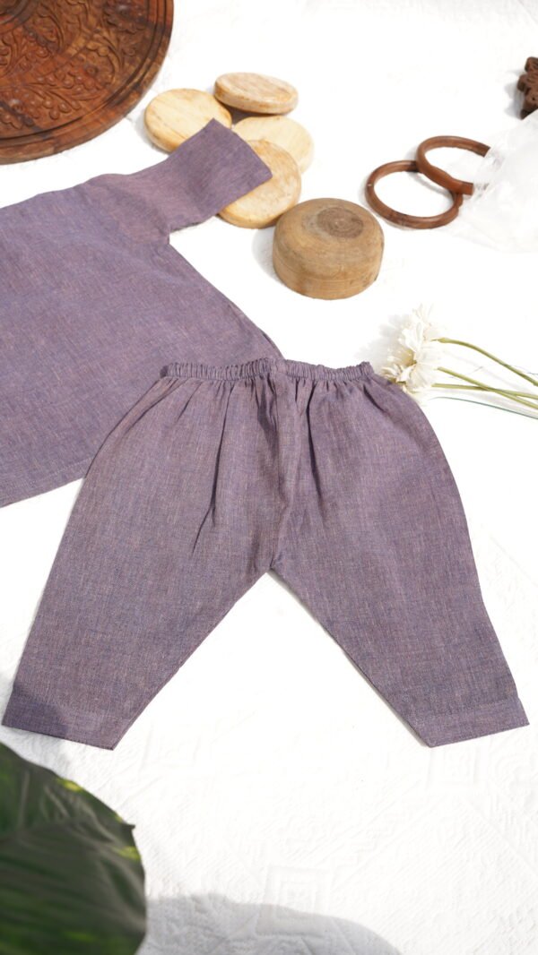 Plum Tarkashi Kurta Shalwar With Peshawari Chappal - view 8