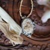 Hand Embroidered Ivory Pendant - view 2