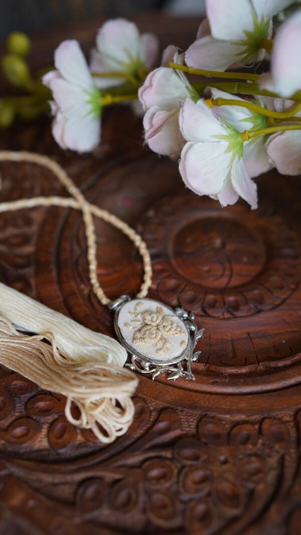 Hand Embroidered Ivory Pendant - view 4