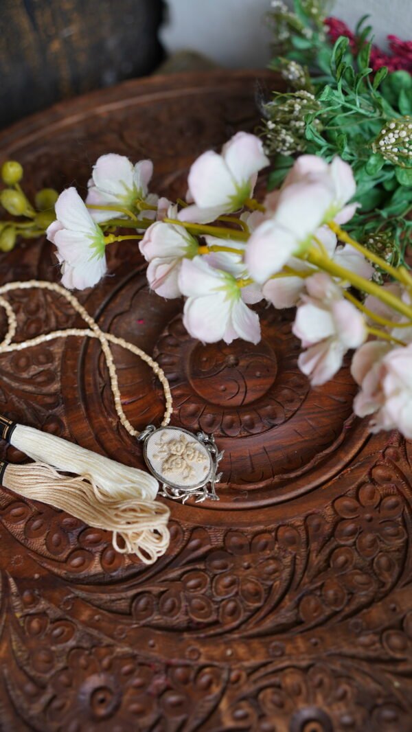 Hand Embroidered Ivory Pendant - view 5