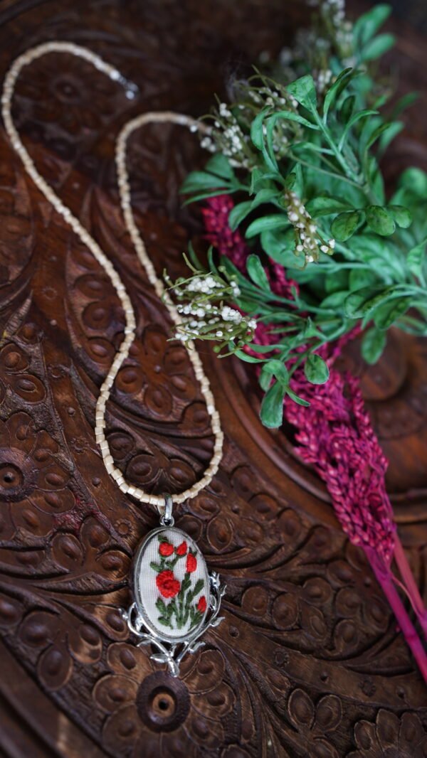 Hand Embroidered Flora Vintage Pendant - view 5