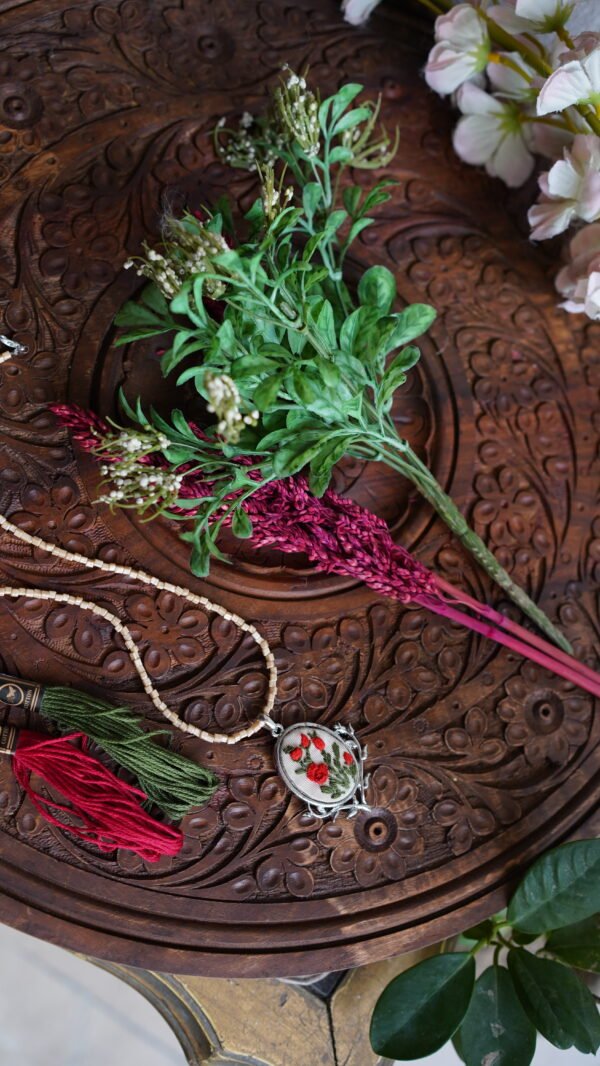Hand Embroidered Flora Vintage Pendant - view 4
