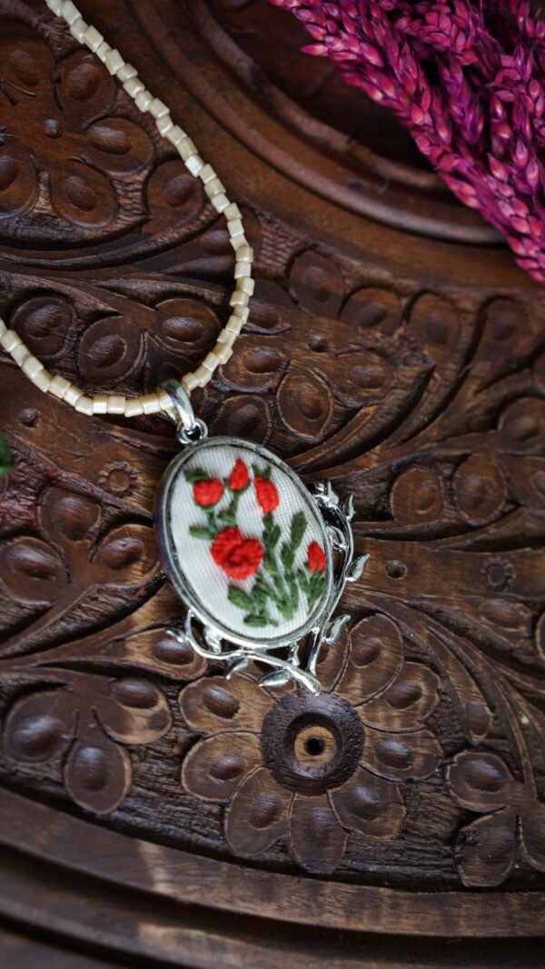 Hand Embroidered Flora Vintage Pendant - view 3
