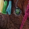 Hand Embroidered Denim Pendant - view 3