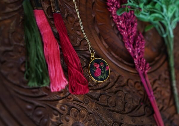 Hand Embroidered Vintage Pendant - view 2