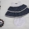 Embroidered Navy Blue Dots Frock Set - view 13