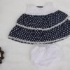 Embroidered Navy Blue Dots Frock Set - view 9