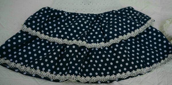 Embroidered Navy Blue Dots Frock Set - view 8
