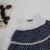 Embroidered Navy Blue Dots Frock Set - view 10