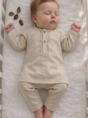 Hand Embroidered Off White Kurta Shalwar With Khari