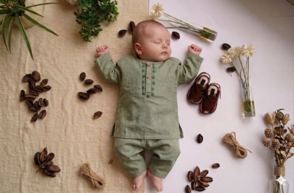 Hand Embroidered Olive Green Kurta Shalwar
