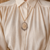 Hand Embroidered Ivory Pendant