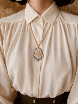Hand Embroidered Ivory Pendant