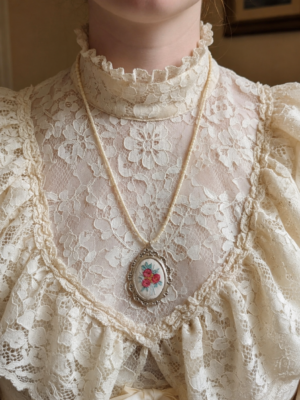 Hand Embroidered Floral Pendant