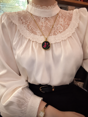 Hand Embroidered Vintage Pendant
