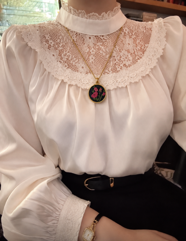 Hand Embroidered Vintage Pendant