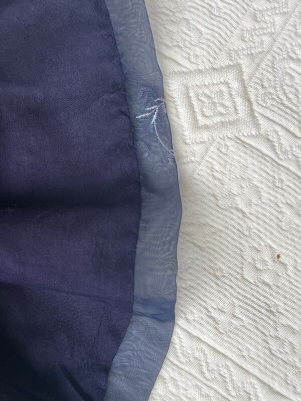 Embroidered Navy Blue Organza Frock Set - view 8