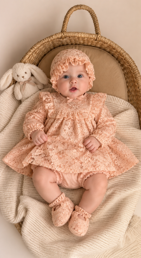 Peach Blossom Vintage Frock Set