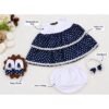 Embroidered Navy Blue Dots Frock Set - view 15