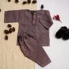 Plum Tarkashi Kurta Shalwar With Peshawari Chappal - view 2