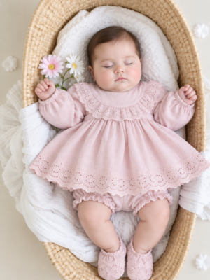 Lt Pink Embroidered Frock & Shoe