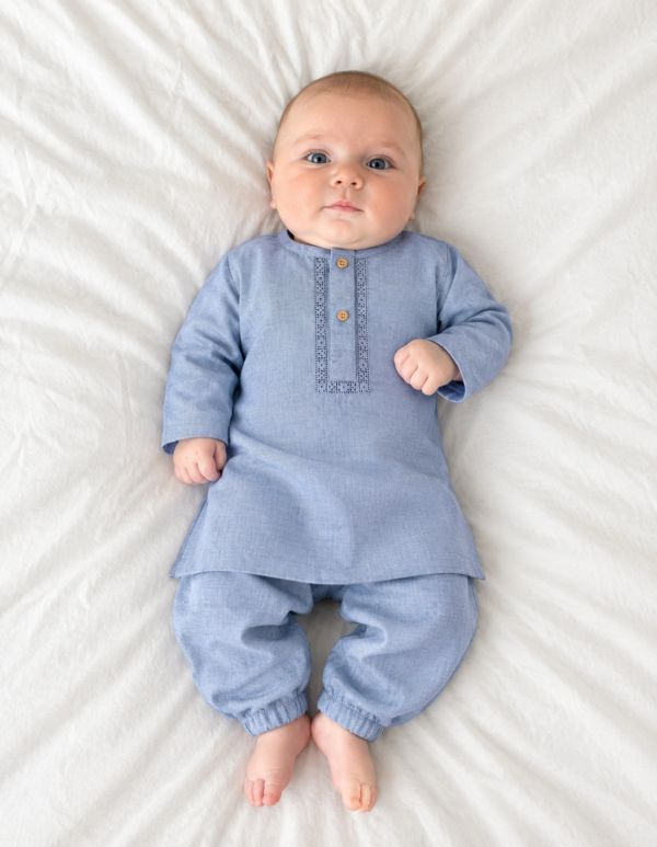 Ice Blue Tarkashi Kurta Shalwar With Peshawari Chappal