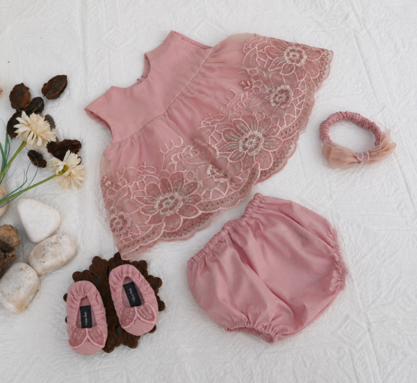 Embroidered Organza Frock Set - view 5