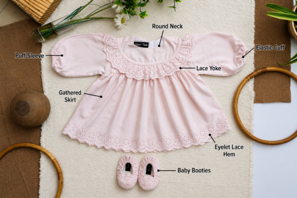 Lt Pink Embroidered Frock & Shoe - view 12