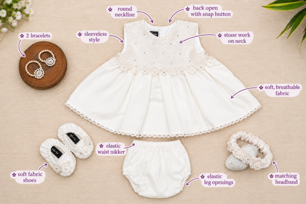 Pearl White Frock Set - view 14
