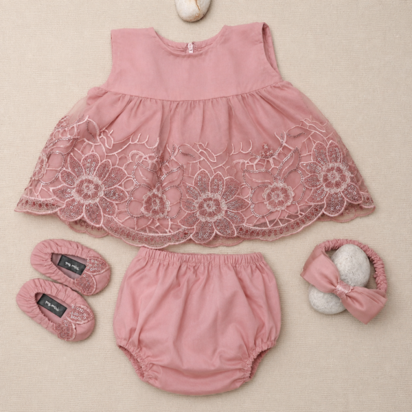 Embroidered Organza Frock Set - view 2