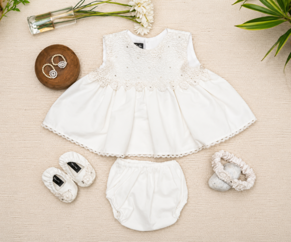 Pearl White Frock Set - view 2