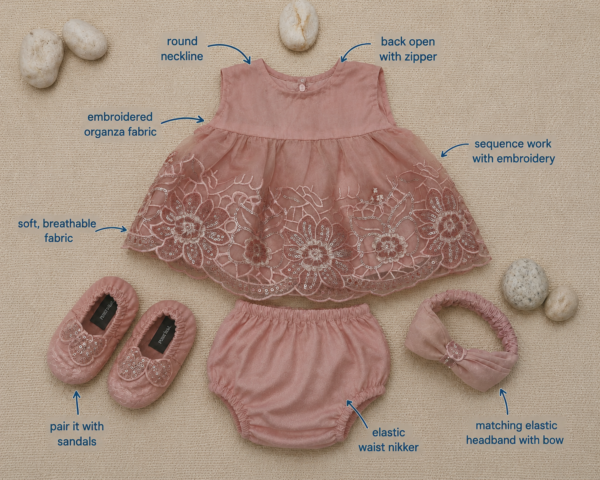 Embroidered Organza Frock Set - view 13