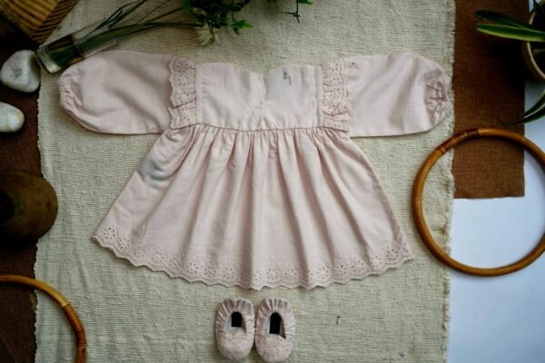 Lt Pink Embroidered Frock & Shoe - view 3