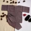 Plum Tarkashi Kurta Shalwar With Peshawari Chappal - view 3
