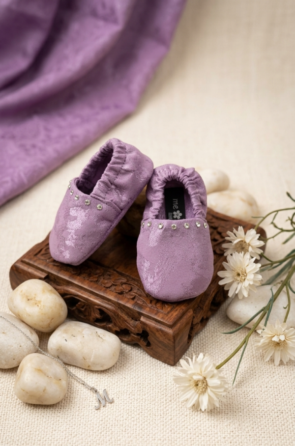 Lavender Jacquard Frock Set - view 3