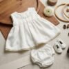Hand Embroidered Pearl White and Gold - view 3